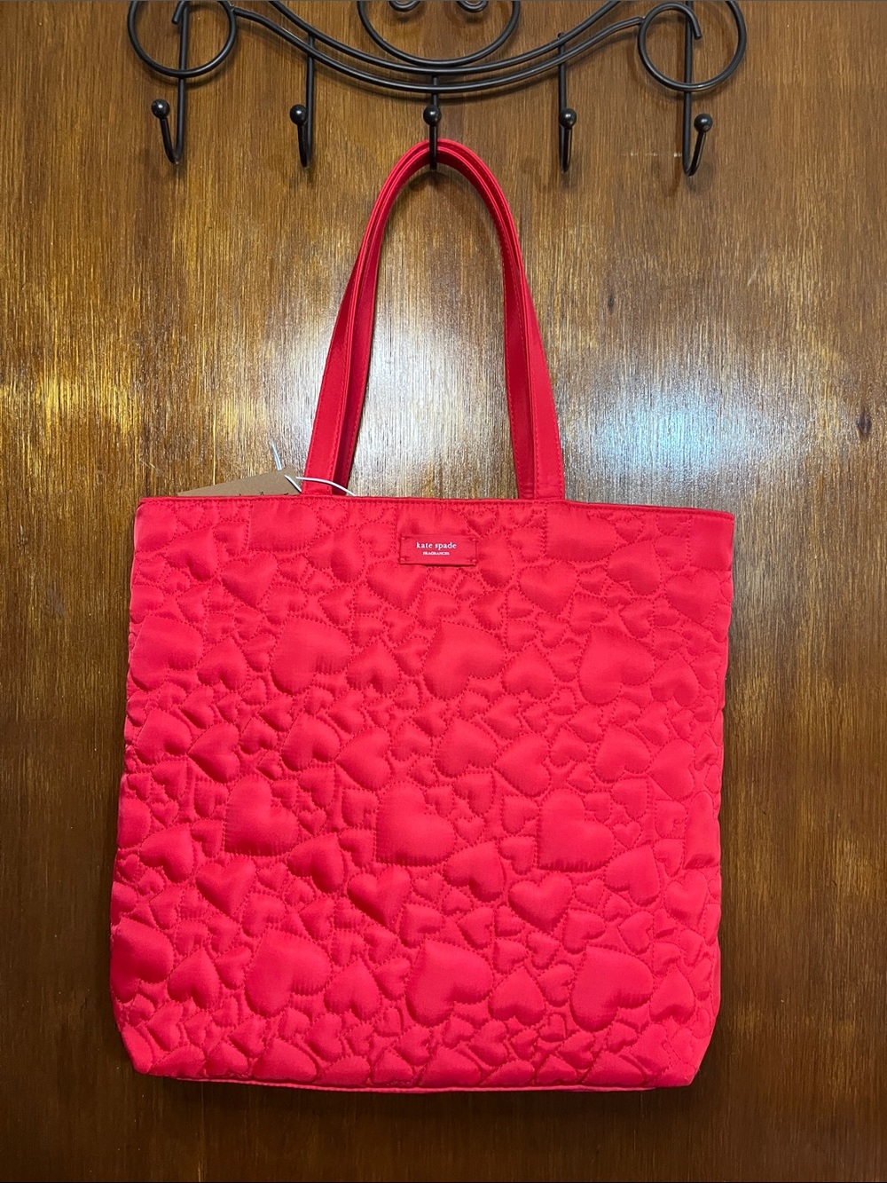 Kate Spade Red Quilted Heart-Pattern Tote